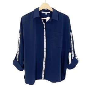 NWT Stitch Fix Collective Concepts Dany Grommet Trim Shirt Long Sleeves Sz L